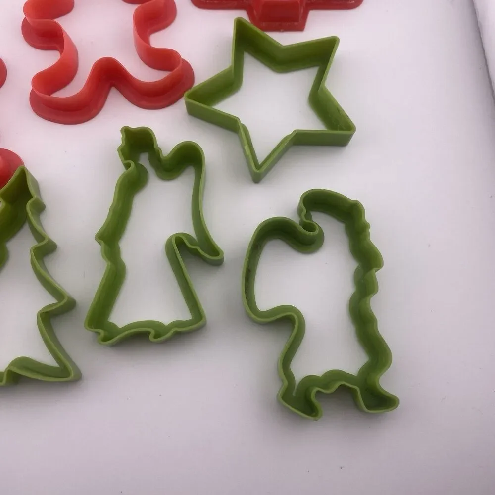 Lot of 12 Christmas Holiday Plastic Cookie Cutters